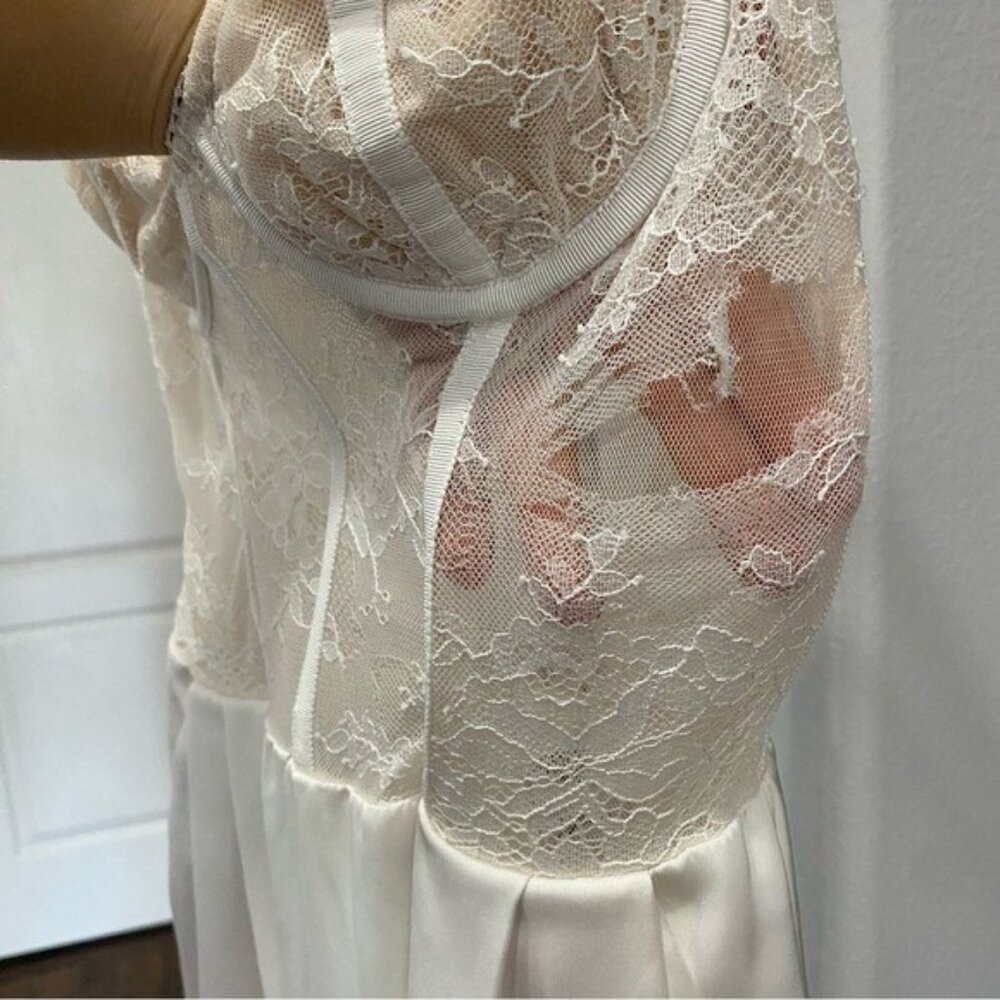White Wide-Leg Jumpsuit with Bustier Top - Picture 7 of 8